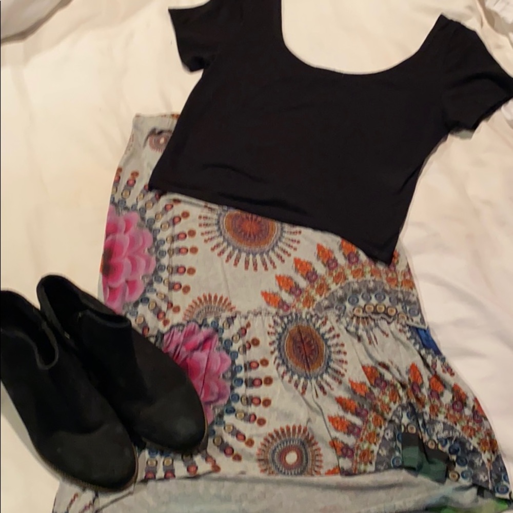 Multicolored high low skirt